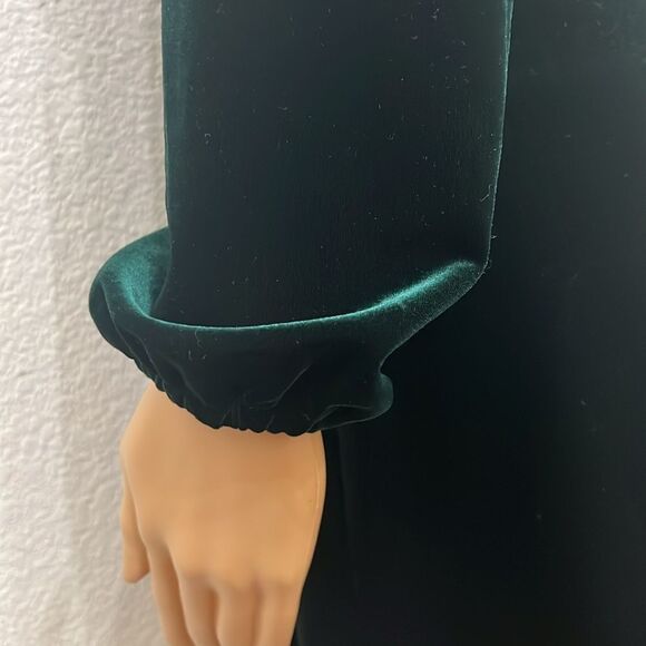 Zara Women Dress Sz XS Green Velvet V Neck Slimming Side Wrap Mini Long Sleeve - Picture 7 of 10